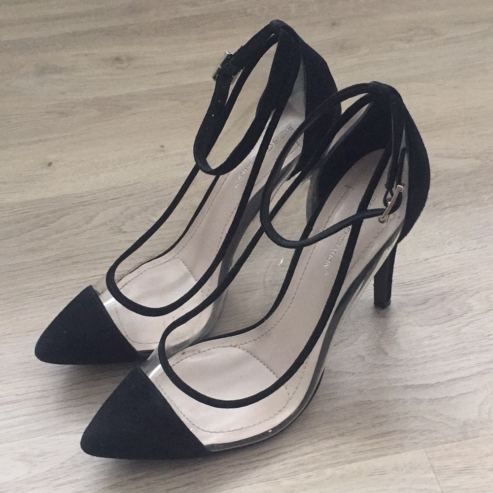 BCBGeneration Black Ankle Strap Pumps 8.5